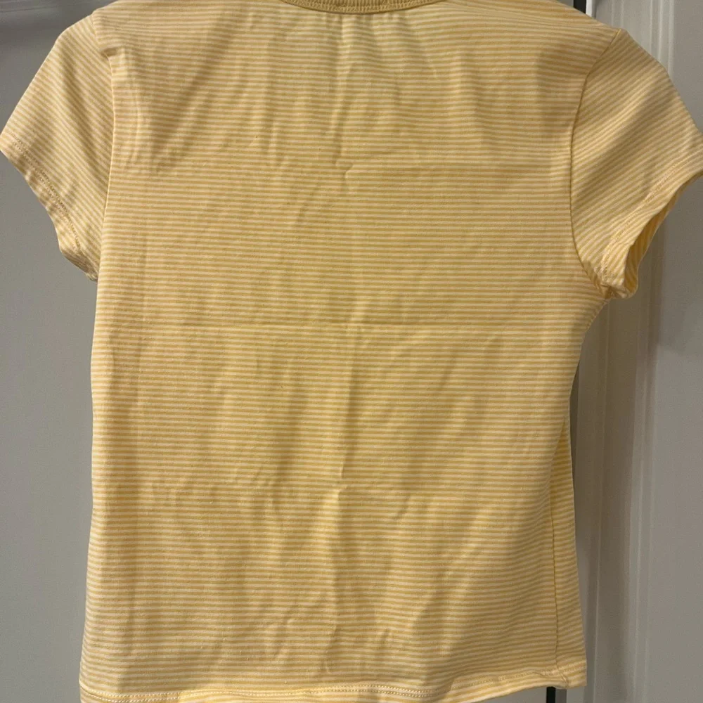 Free People Yellow Striped Short Sleeve Tee